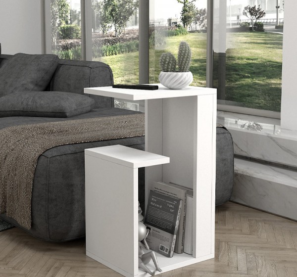 Τραπεζάκι βοηθητικό Rosana Megapap χρώμα λευκό 35x29,5x60εκ.