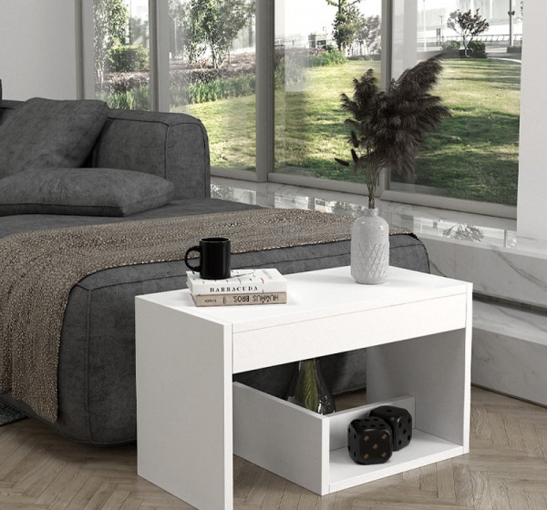 Τραπεζάκι βοηθητικό Rosana Megapap χρώμα λευκό 35x29,5x60εκ.