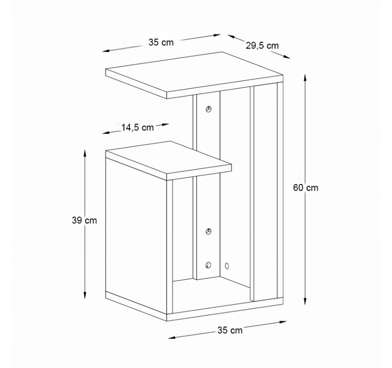 Τραπεζάκι βοηθητικό Rosana Megapap χρώμα λευκό 35x29,5x60εκ.