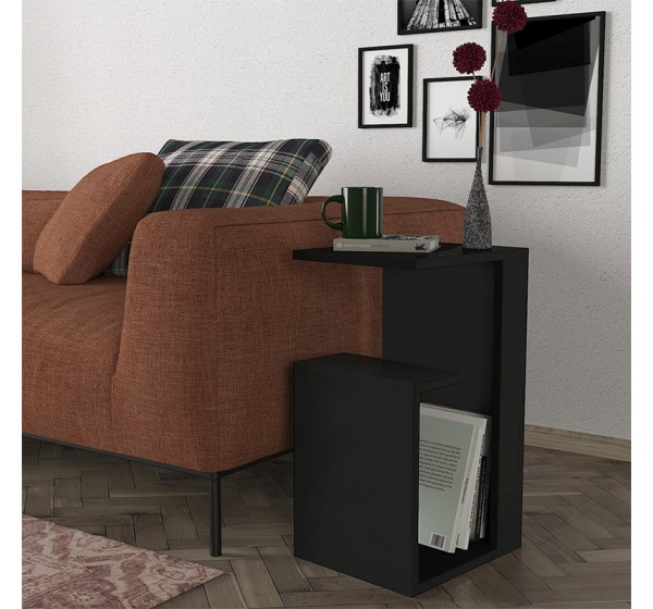 Τραπεζάκι βοηθητικό Rosana Megapap χρώμα μαύρο 35x29,5x60εκ.