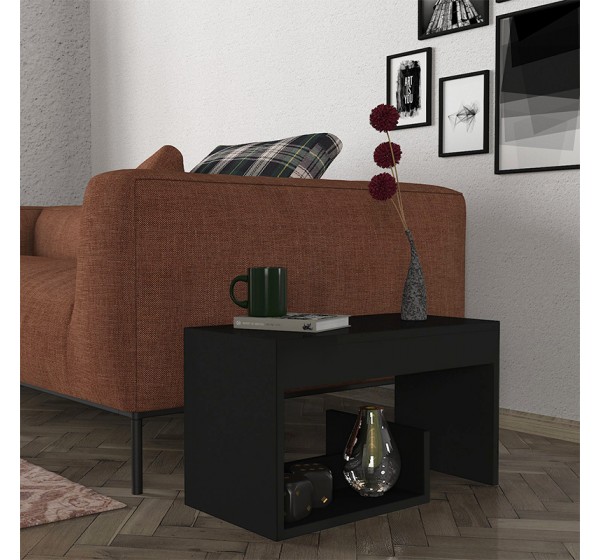 Τραπεζάκι βοηθητικό Rosana Megapap χρώμα μαύρο 35x29,5x60εκ.