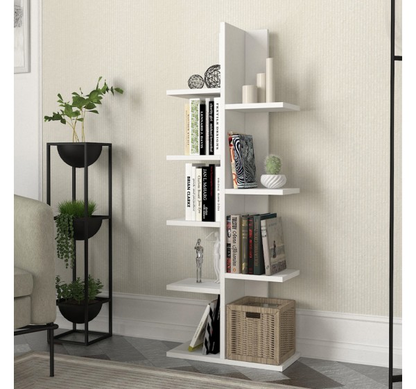 Βιβλιοθήκη Tree Megapap χρώμα λευκό 45x21,4x121,8εκ.