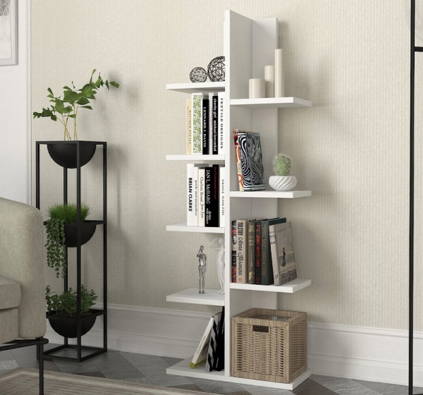 Βιβλιοθήκη Tree Megapap χρώμα λευκό 45x21,4x121,8εκ.