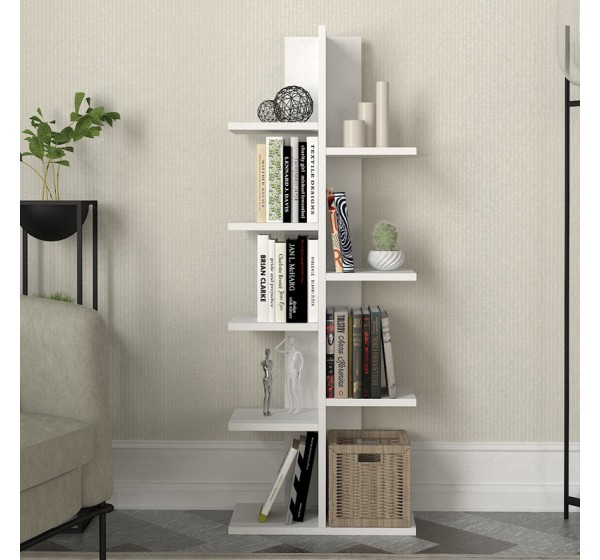 Βιβλιοθήκη Tree Megapap χρώμα λευκό 45x21,4x121,8εκ.