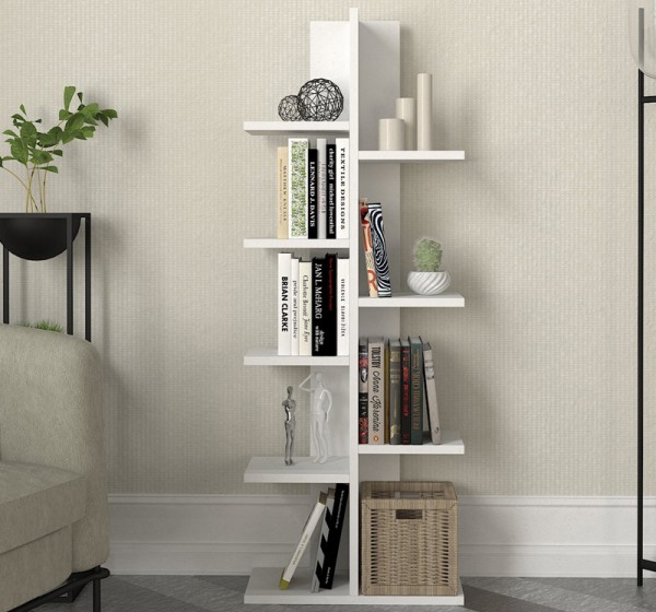Βιβλιοθήκη Tree Megapap χρώμα λευκό 45x21,4x121,8εκ.