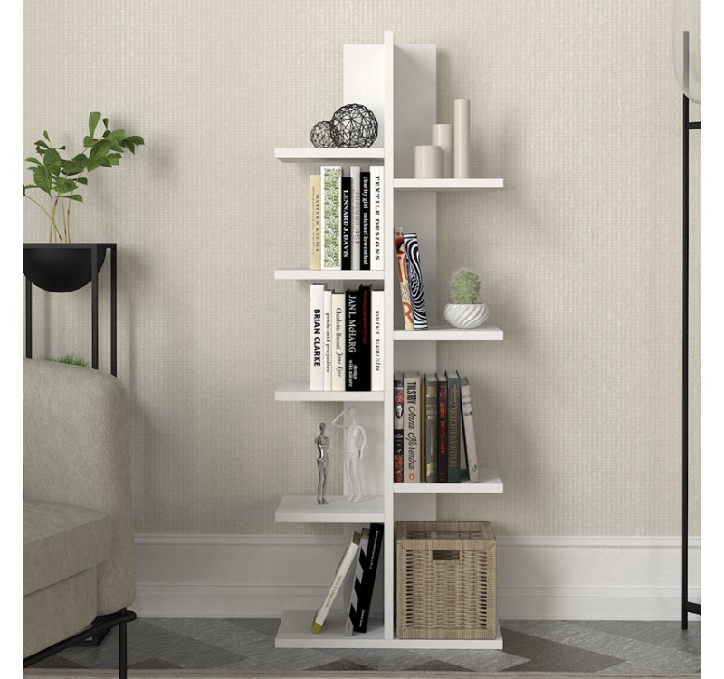 Βιβλιοθήκη Tree Megapap χρώμα λευκό 45x21,4x121,8εκ.