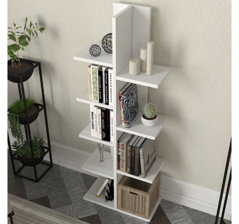 Βιβλιοθήκη Tree Megapap χρώμα λευκό 45x21,4x121,8εκ.