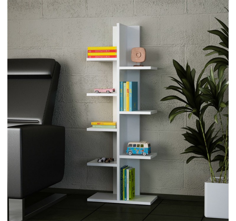 Βιβλιοθήκη Tree Megapap χρώμα λευκό 45x21,4x121,8εκ.