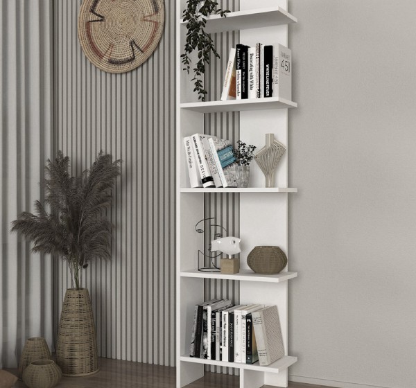 Βιβλιοθήκη Perla Megapap χρώμα λευκό 48x22x170εκ.