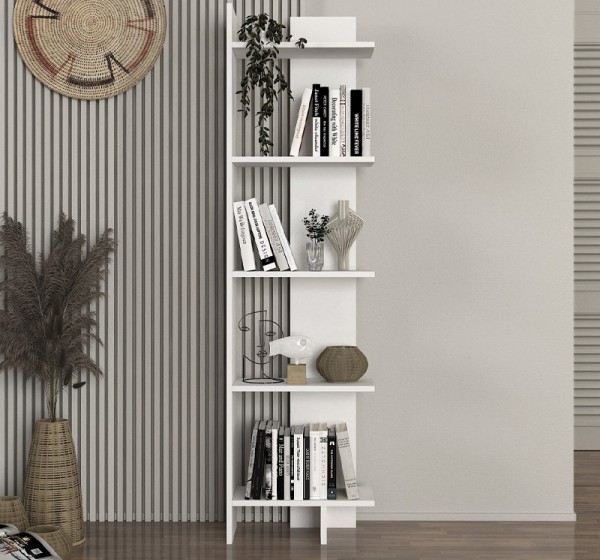 Βιβλιοθήκη Perla Megapap χρώμα λευκό 48x22x170εκ.
