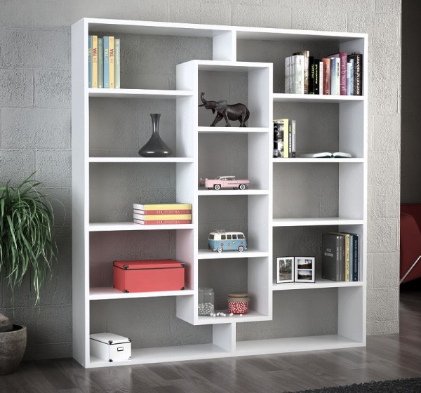 Βιβλιοθήκη Ample Megapap χρώμα λευκό 125x22x135,7εκ.