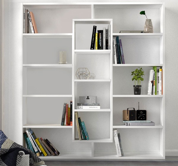 Βιβλιοθήκη Ample Megapap χρώμα λευκό 125x22x135,7εκ.
