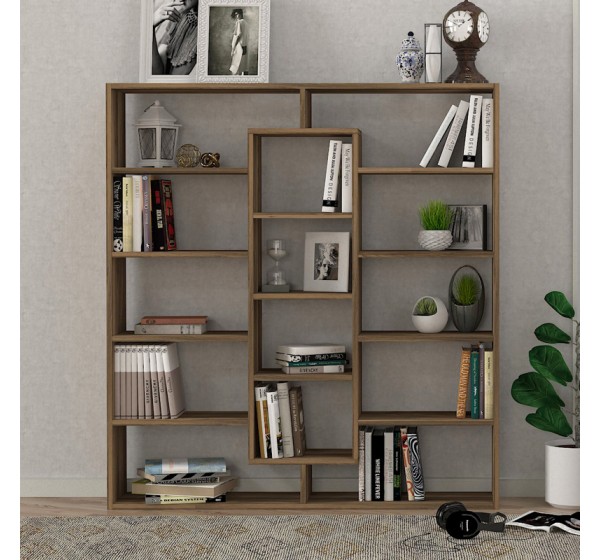 Βιβλιοθήκη Ample Megapap χρώμα καρυδί 125x22x135,7εκ.