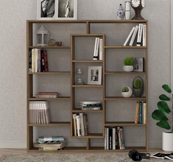 Βιβλιοθήκη Ample Megapap χρώμα καρυδί 125x22x135,7εκ.