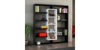 Βιβλιοθήκη Ample Megapap χρώμα μαύρο - λευκό 125x22x135,7εκ.