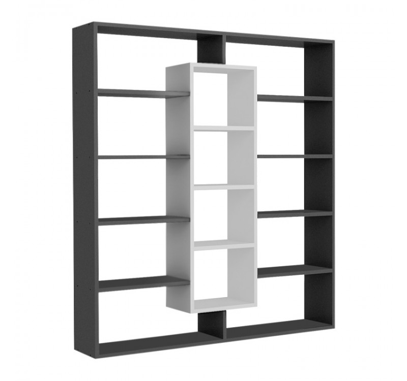 Βιβλιοθήκη Ample Megapap χρώμα μαύρο - λευκό 125x22x135,7εκ.
