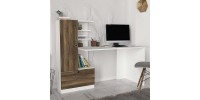 Γραφείο εργασίας Domingo Megapap χρώμα λευκό - καρυδί 149,5x60x120εκ.