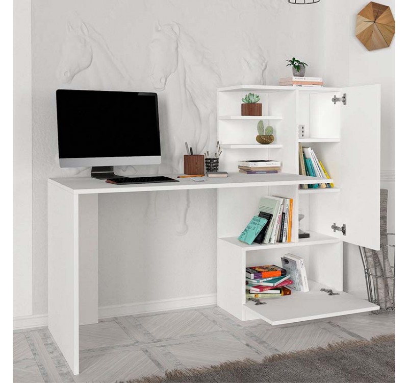 Γραφείο εργασίας Merino Megapap χρώμα λευκό 149,5x61,8x120εκ.