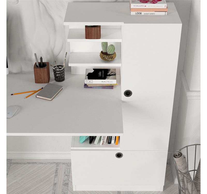 Γραφείο εργασίας Merino Megapap χρώμα λευκό 149,5x61,8x120εκ.