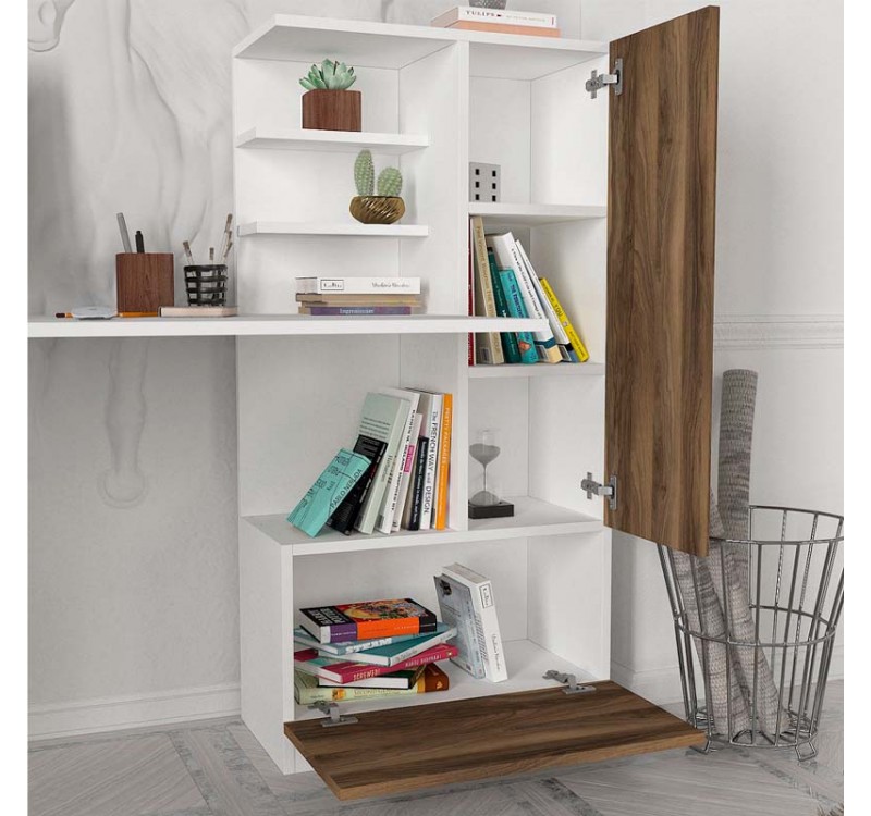 Γραφείο εργασίας Merino Megapap χρώμα λευκό - καρυδί 149,5x61,8x120εκ.