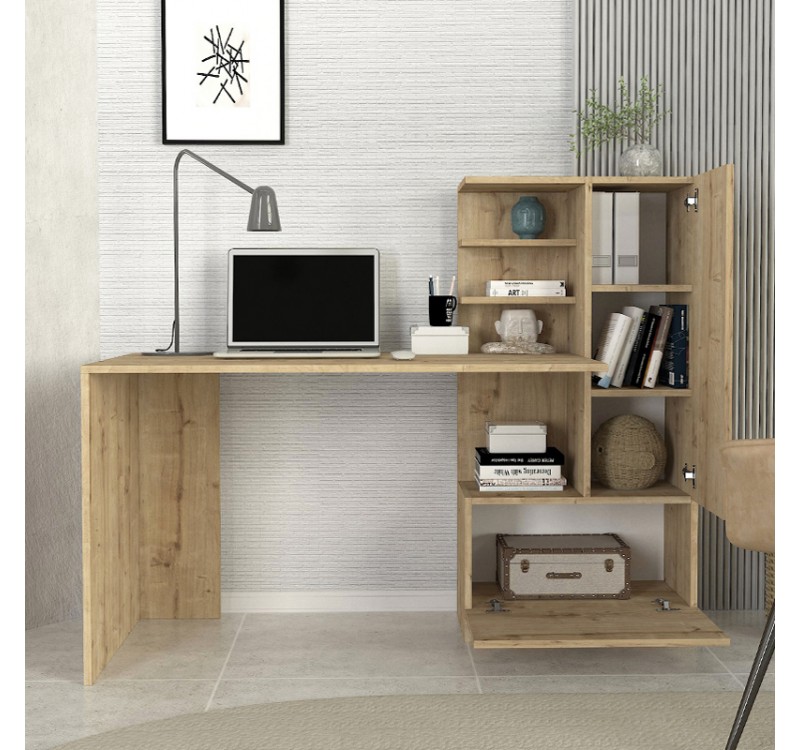 Γραφείο εργασίας Merino Megapap χρώμα sapphire oak 149,5x61,8x120εκ.