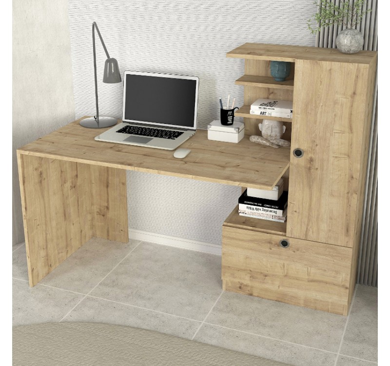 Γραφείο εργασίας Merino Megapap χρώμα sapphire oak 149,5x61,8x120εκ.