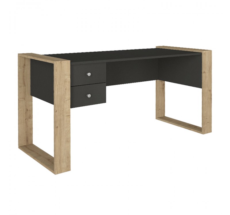 Γραφείο εργασίας Fernando Megapap χρώμα ανθρακί - sapphire oak 158,4x60x72,2εκ.