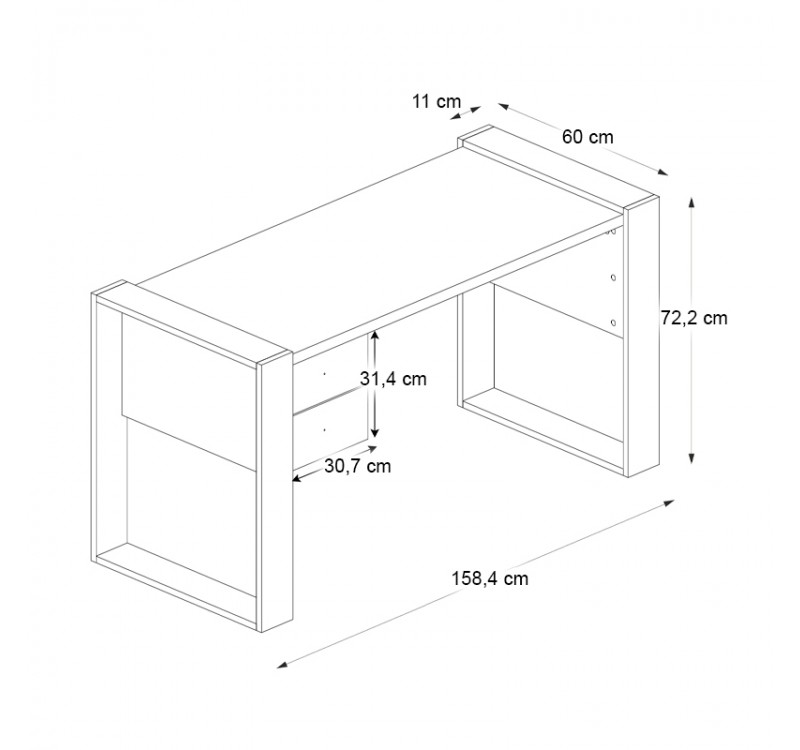 Γραφείο εργασίας Fernando Megapap χρώμα ανθρακί - sapphire oak 158,4x60x72,2εκ.