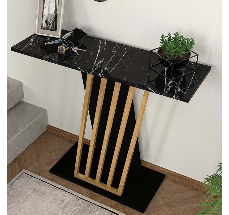 Κονσόλα Gravity Megapap χρώμα μαύρο εφέ μαρμάρου - χρυσό 90x29,6x76,8εκ.