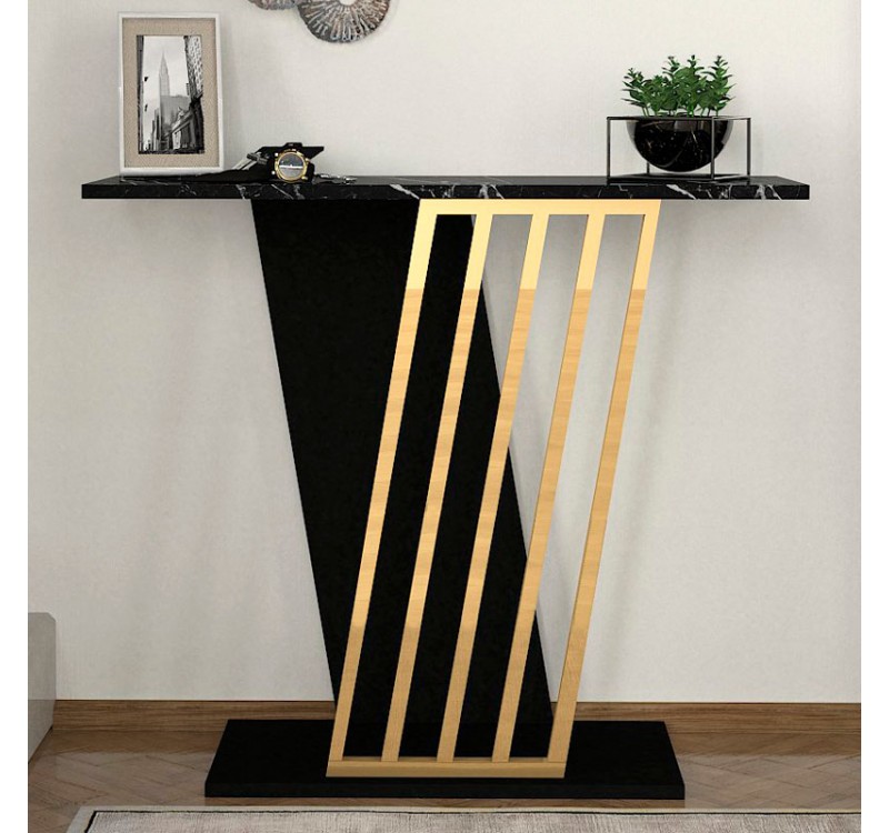 Κονσόλα Gravity Megapap χρώμα μαύρο εφέ μαρμάρου - χρυσό 90x29,6x76,8εκ.