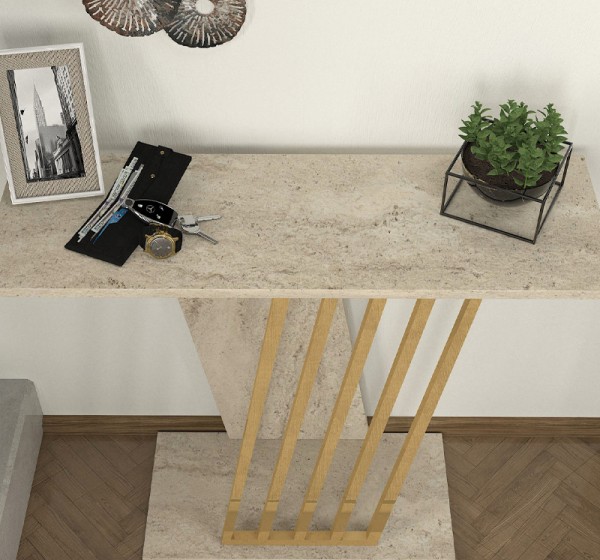 Κονσόλα Gravity Megapap χρώμα travertine - χρυσό 90x29,6x76,8εκ.