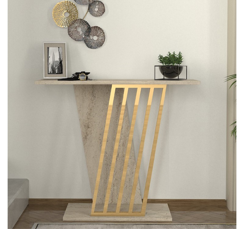 Κονσόλα Gravity Megapap χρώμα travertine - χρυσό 90x29,6x76,8εκ.