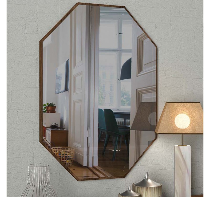 Καθρέπτης τοίχου Ursula Μegapap χρώμα καρυδί 45x2x70εκ.