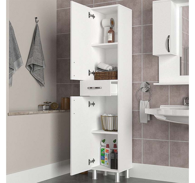 Ντουλάπι κουζίνας - μπάνιου Selina Megapap χρώμα λευκό 35x31x179εκ.
