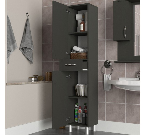 Ντουλάπι κουζίνας - μπάνιου Selina Megapap χρώμα ανθρακί 35x31x179εκ.