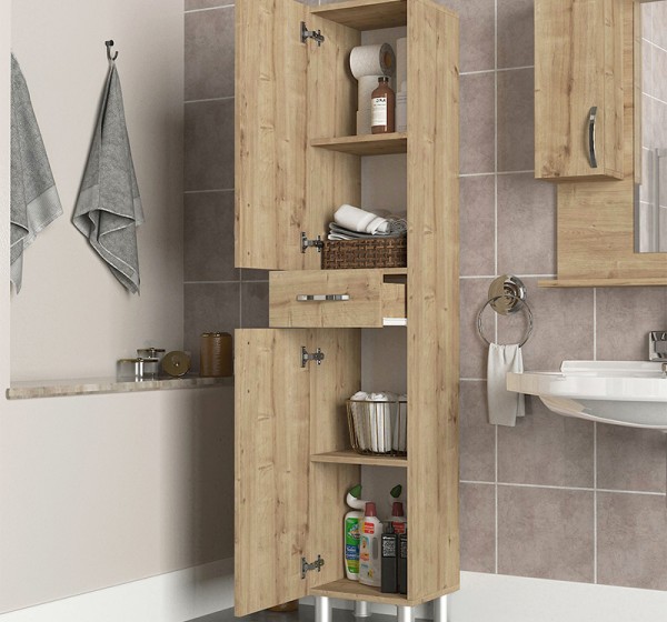 Ντουλάπι κουζίνας - μπάνιου Selina Megapap χρώμα sapphire oak 35x31x179εκ.