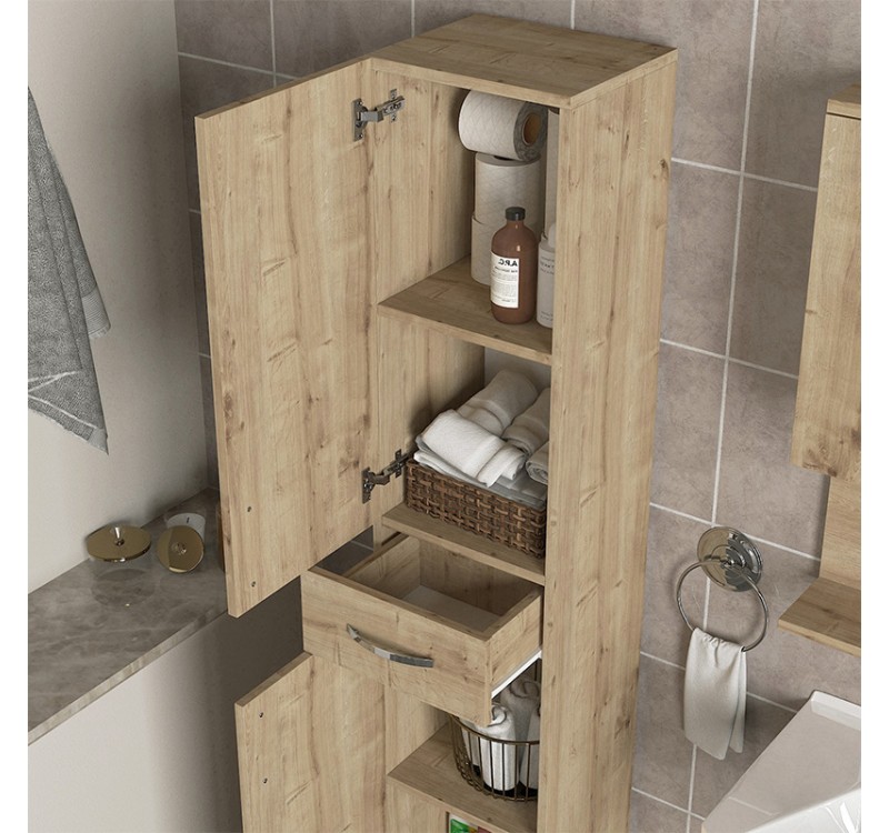 Ντουλάπι κουζίνας - μπάνιου Selina Megapap χρώμα sapphire oak 35x31x179εκ.