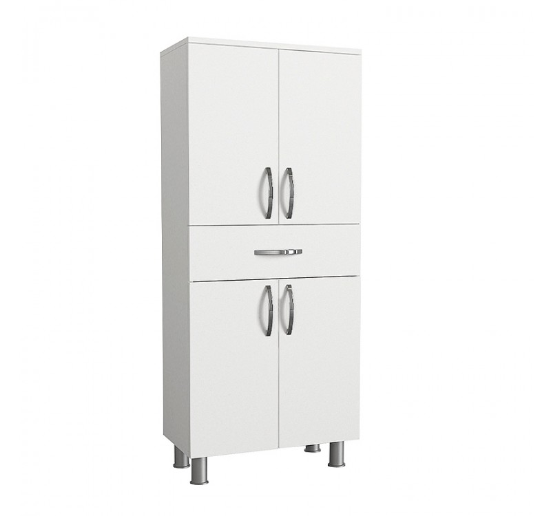 Ντουλάπι κουζίνας - μπάνιου Montana Megapap χρώμα λευκό 59,4x31,5x140εκ.