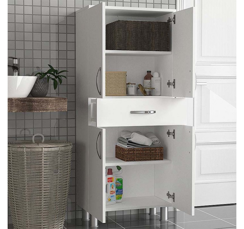 Ντουλάπι κουζίνας - μπάνιου Montana Megapap χρώμα λευκό 59,4x31,5x140εκ.