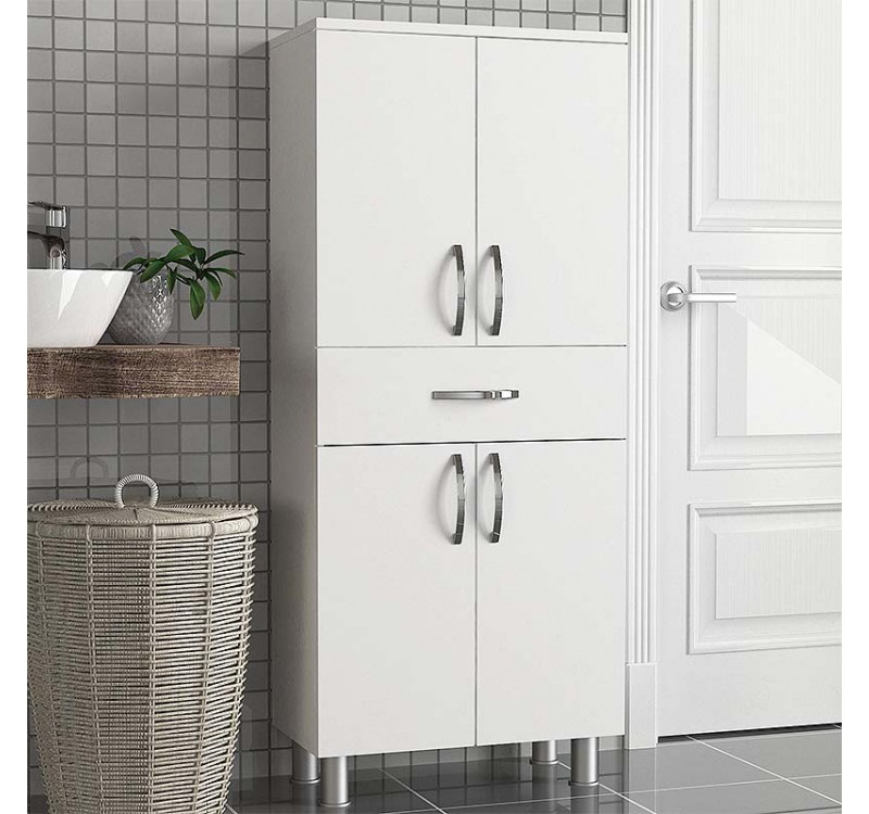 Ντουλάπι κουζίνας - μπάνιου Montana Megapap χρώμα λευκό 59,4x31,5x140εκ.