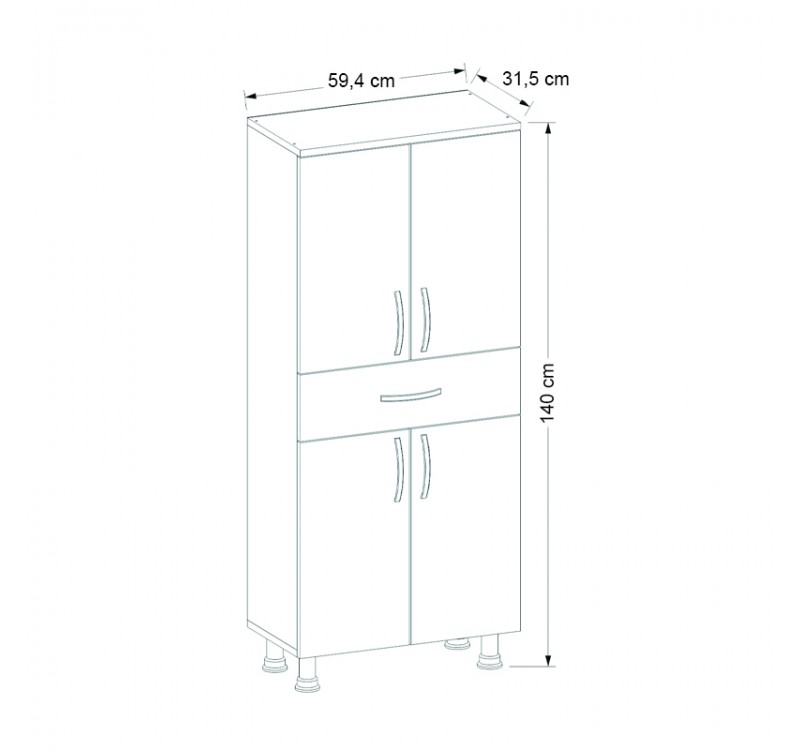 Ντουλάπι κουζίνας - μπάνιου Montana Megapap χρώμα λευκό 59,4x31,5x140εκ.