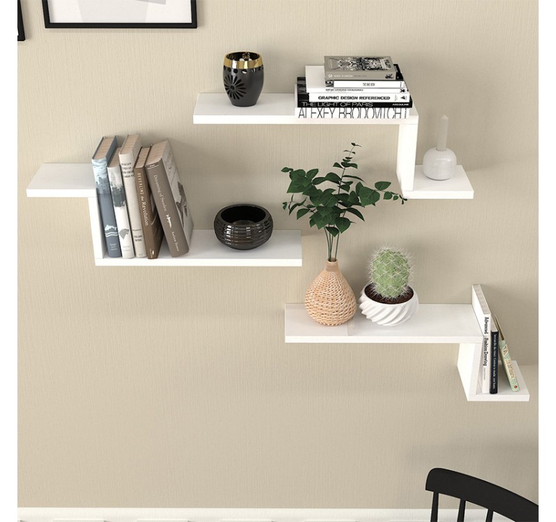 Ραφιέρα τοίχου Lowa Megapap 3 τεμαχίων χρώμα λευκό 57,7x14,5x18εκ.