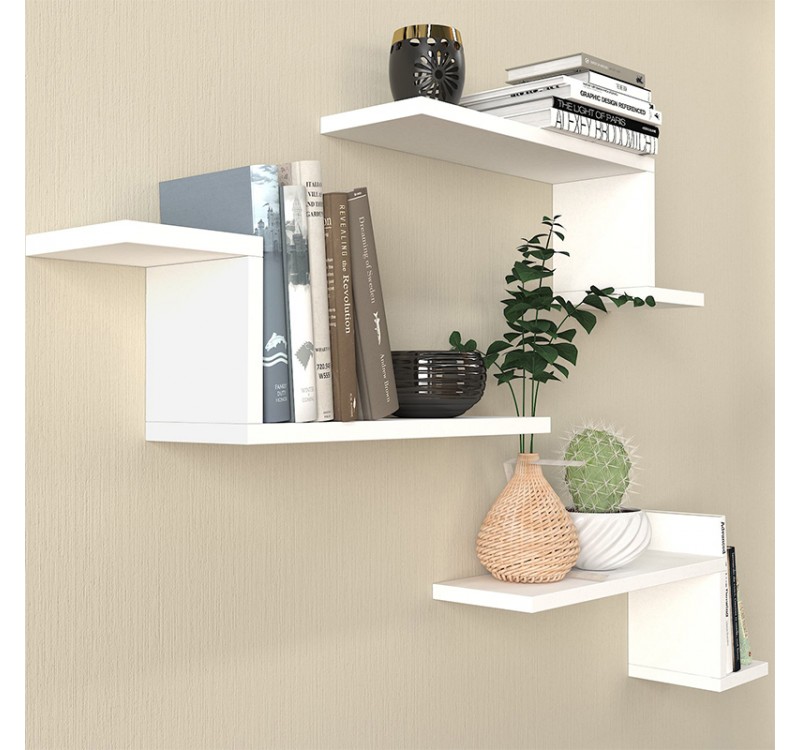 Ραφιέρα τοίχου Lowa Megapap 3 τεμαχίων χρώμα λευκό 57,7x14,5x18εκ.