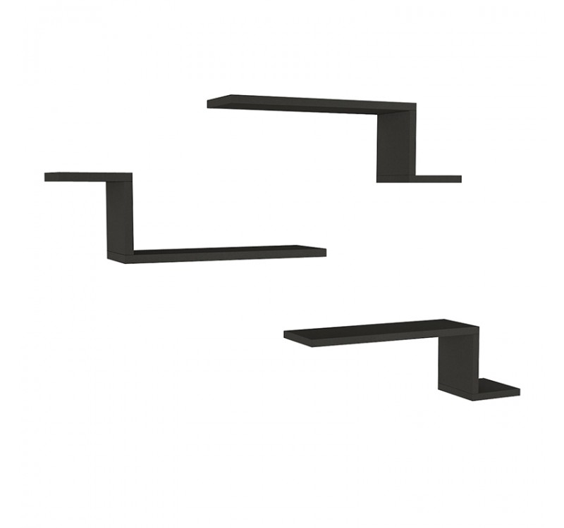 Ραφιέρα τοίχου Lowa Megapap 3 τεμαχίων χρώμα ανθρακί 57,7x14,5x18εκ.