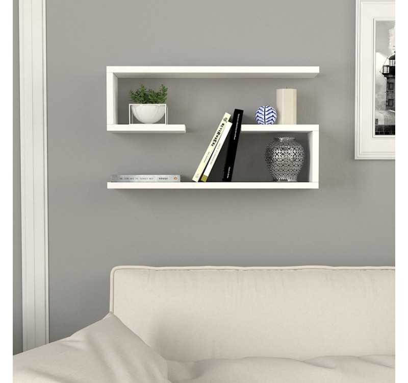 Ραφιέρα τοίχου Jenika Megapap 2 τεμαχίων χρώμα λευκό 60x14,5x18εκ.