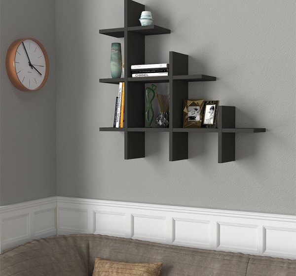 Ραφιέρα τοίχου Juke Megapap χρώμα ανθρακί 81,8x18x80εκ.