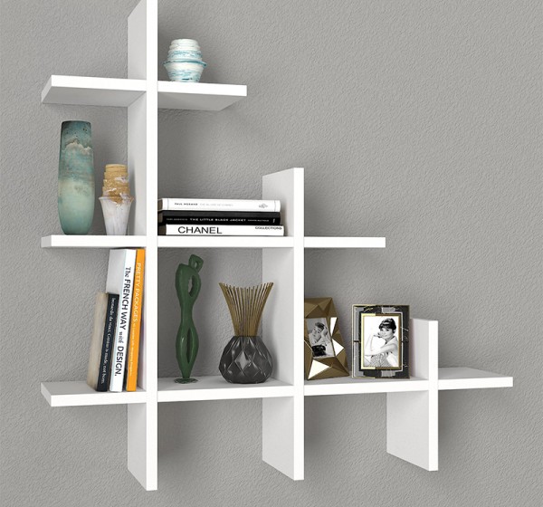 Ραφιέρα τοίχου Juke Megapap χρώμα λευκό 81,8x18x80εκ.