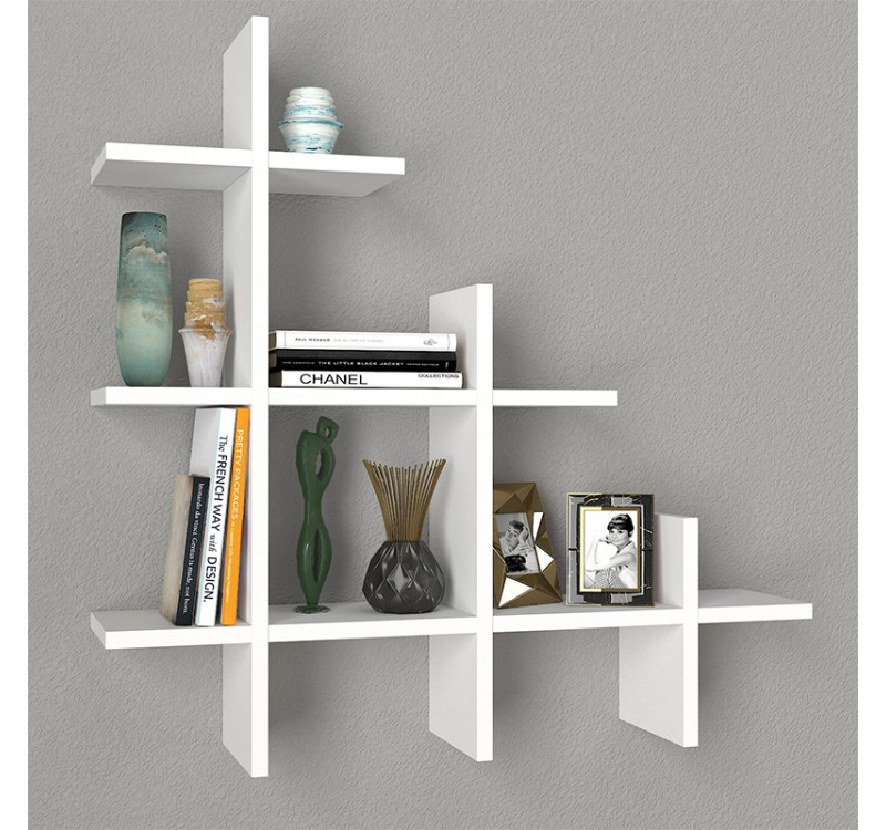 Ραφιέρα τοίχου Juke Megapap χρώμα λευκό 81,8x18x80εκ.