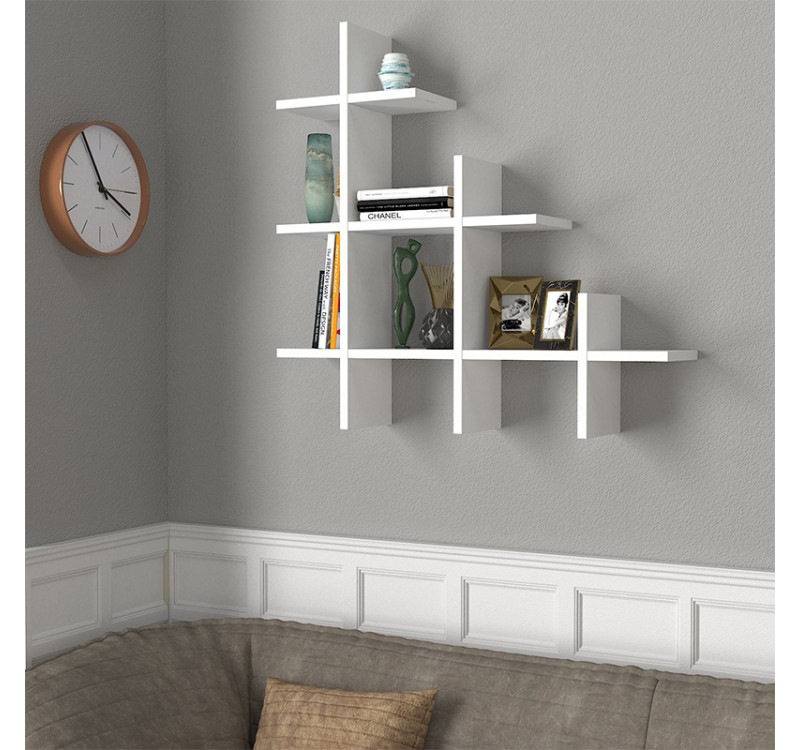 Ραφιέρα τοίχου Juke Megapap χρώμα λευκό 81,8x18x80εκ.