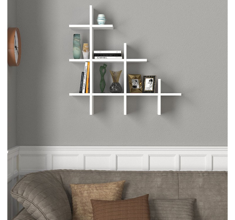 Ραφιέρα τοίχου Juke Megapap χρώμα λευκό 81,8x18x80εκ.